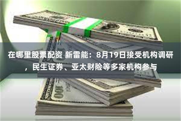 在哪里股票配资 新雷能：8月19日接受机构调研，民生证券、亚太财险等多家机构参与